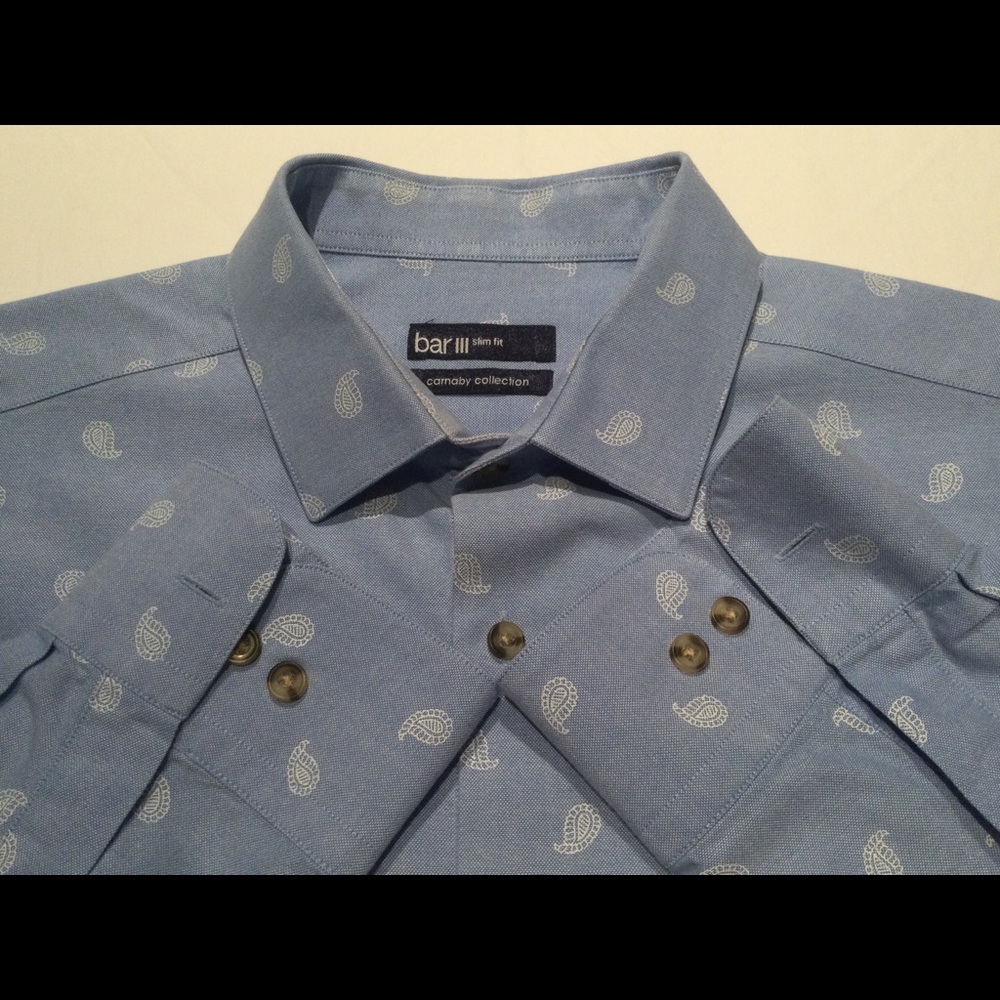 Slimfit Bar III 100% Cotton Long Sleeve Shirt Men Medium